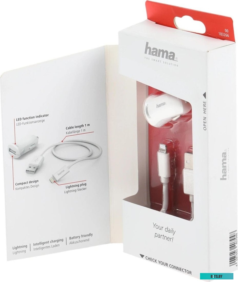 Зарядное устройство Hama H-183266 2.4A USB для Apple белый (00183266)