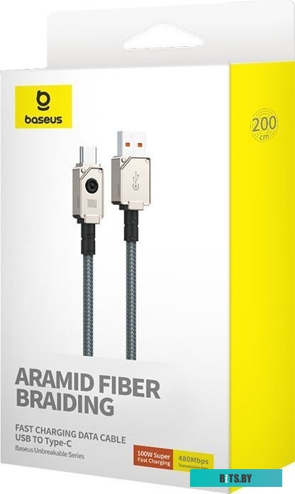 Кабель Baseus Unbreakable Series USB Type-A - USB Type-C (2 м, белый) 