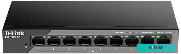 Неуправляемый коммутатор D-Link DSS-100E-9P/B1A