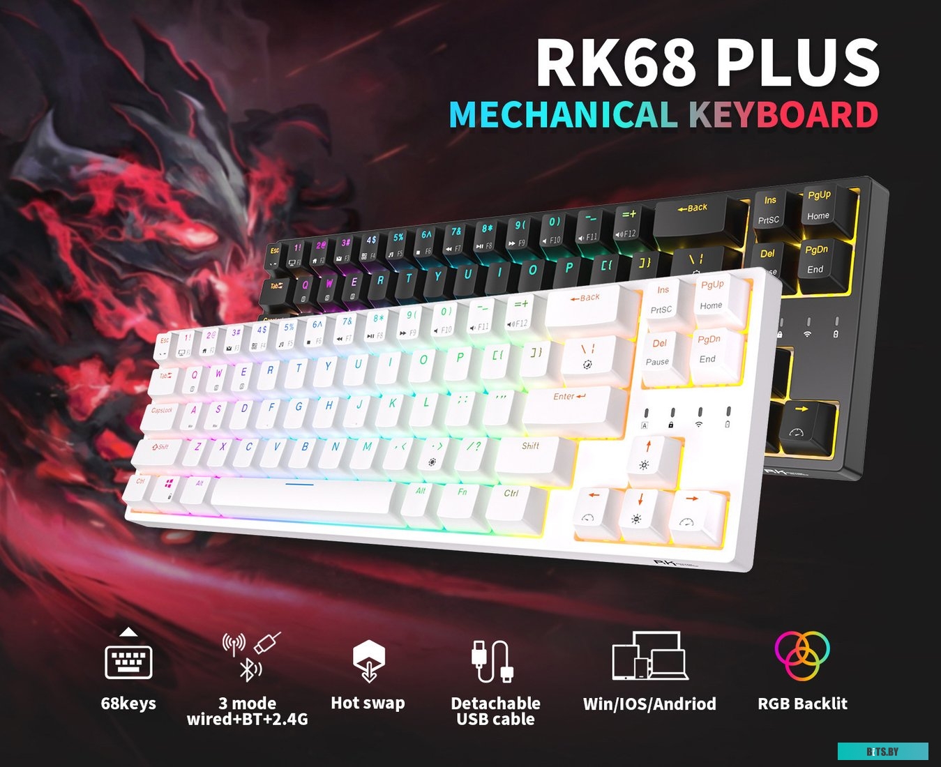 Механическая клавиатура Royal Kludge RK68 Plus RK Red