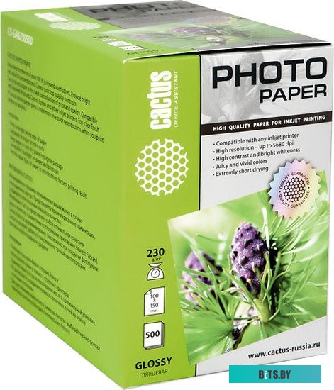 Фотобумага CACTUS Глянцевая A6 230 г/кв.м. 500 листов (CS-GA6230500)