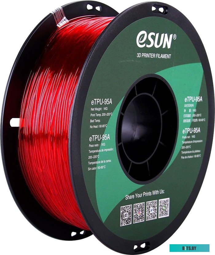 Т0030660 eSUN eTPU-95A 1.75 мм 1000 г (красный полупрозрачный)