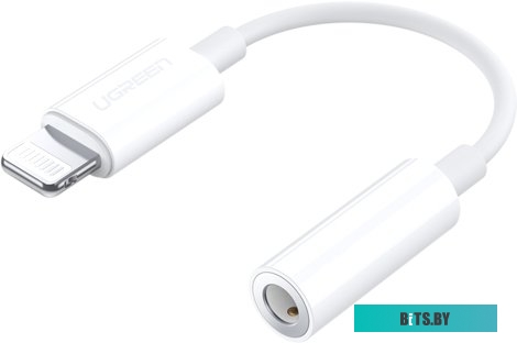 Адаптер Ugreen US212 30759 Lightning - 3.5 Jack (0.07 м, белый)