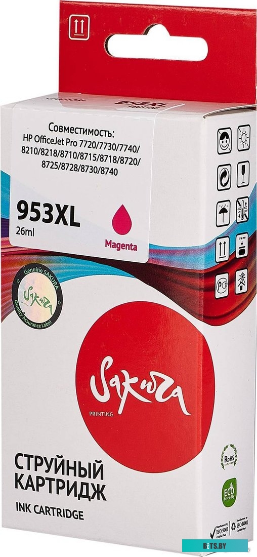 Картридж струйный Sakura F6U17AE (№953XL Magenta) SIF6U17AE