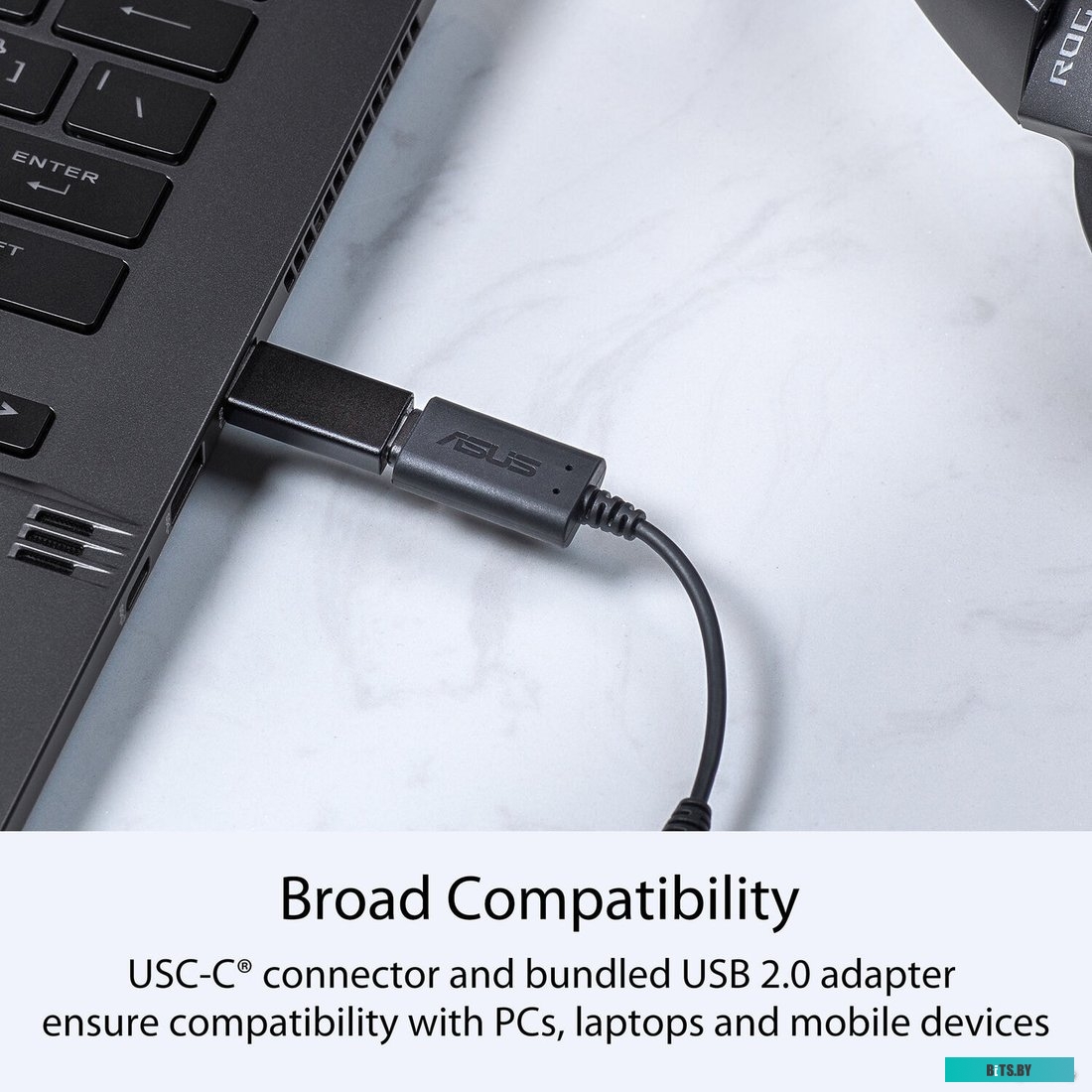 Адаптер ASUS AI Noise-Canceling Mic Adapter, USB-C - Jack 3.5, Черный 90YH02L1-B2UA00