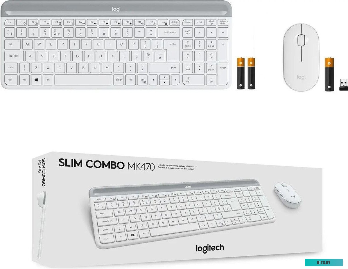 Комплект (Клавиатура + мышь) Logitech Slim Wireless Combo MK470 (белый) 920-009207