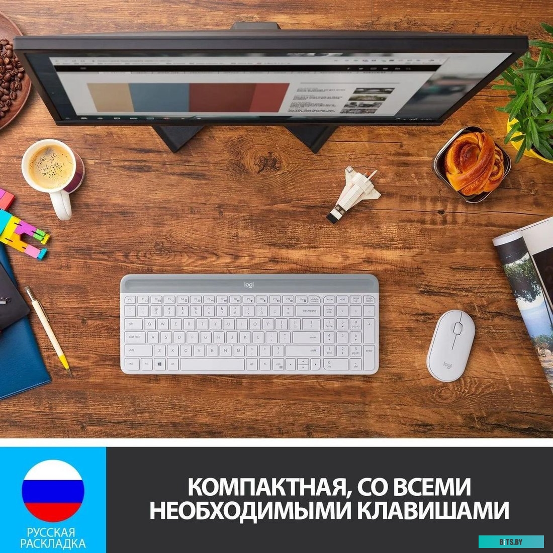 Комплект (Клавиатура + мышь) Logitech Slim Wireless Combo MK470 (белый) 920-009207