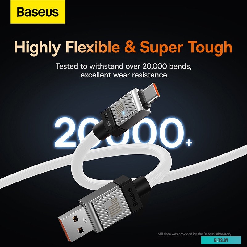 Кабель Baseus CoolPlay Series Fast Charging Cable 100W USB Type-A - USB Type-C 1м белый CAKW000602