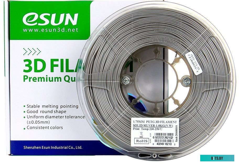 Т0030928 eSUN PET-G 1.75 мм 1000 г (серебристый непрозрачный)