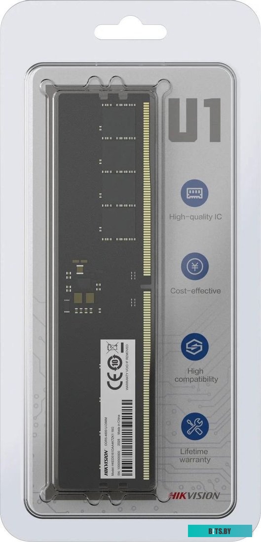 Память DDR5 16Gb 4800MHz Hikvision HKED5161DAA4K7ZK1/16G U1 RTL Gaming PC4-38400 CL40 DIMM 288-pin 1.1В Ret
