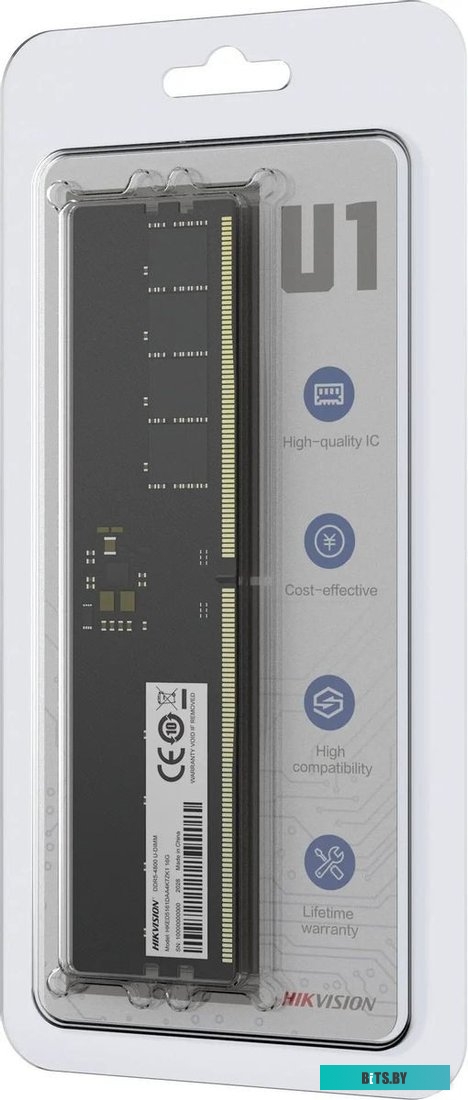 Память DDR5 16Gb 4800MHz Hikvision HKED5161DAA4K7ZK1/16G U1 RTL Gaming PC4-38400 CL40 DIMM 288-pin 1.1В Ret