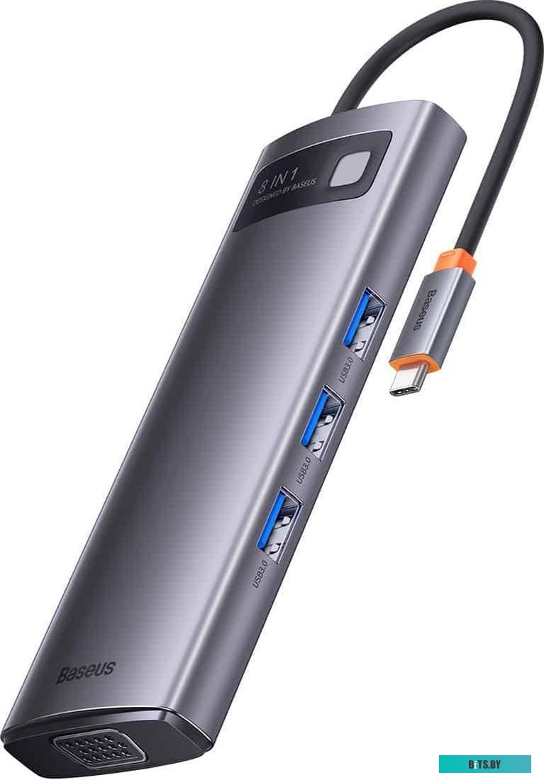 Док-станция Baseus Metal Gleam Series 6-in-1 Multifunctional Type-C HUB Docking Station Gray WKWG030113