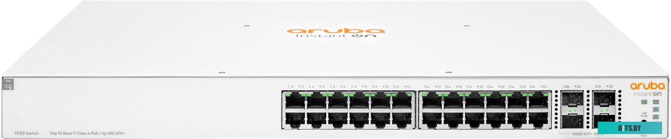 Управляемый коммутатор 2-го уровня Aruba Instant On 1930 24G Class4 PoE 4SFP/SFP+ 370W JL684B