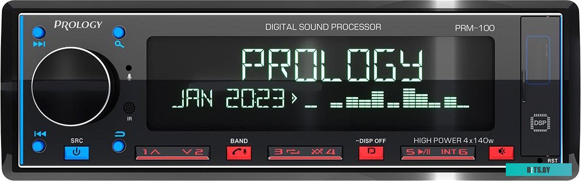PRPRM100 Автомагнитола Prology PRM-100 1DIN 4x140Вт v4.2 ПДУ RDS (PRPRM100)
