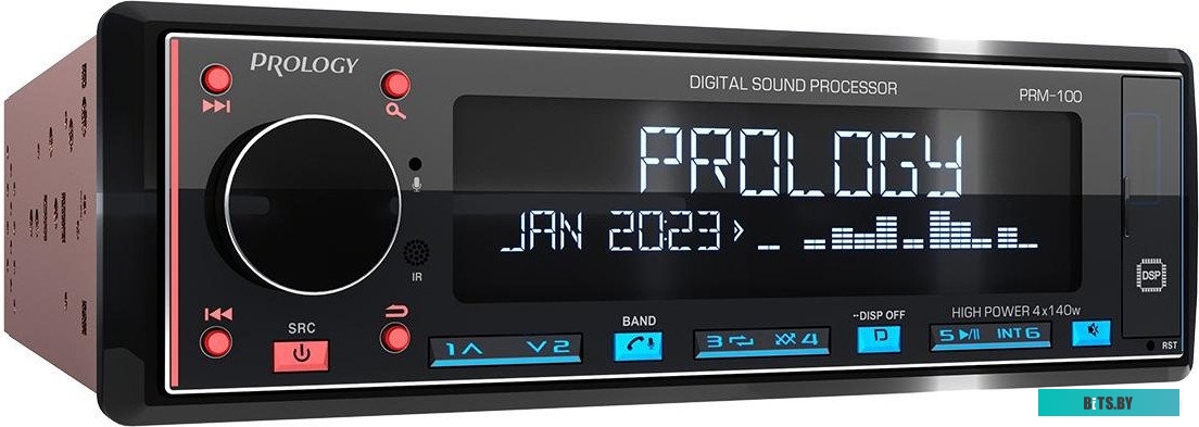 PRPRM100 Автомагнитола Prology PRM-100 1DIN 4x140Вт v4.2 ПДУ RDS (PRPRM100)