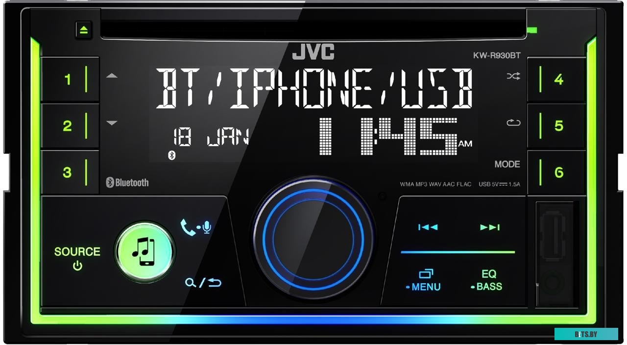 KW-R930BT Автомагнитола JVC KW-R930BT 2DIN 4x50Вт v3.0 RDS