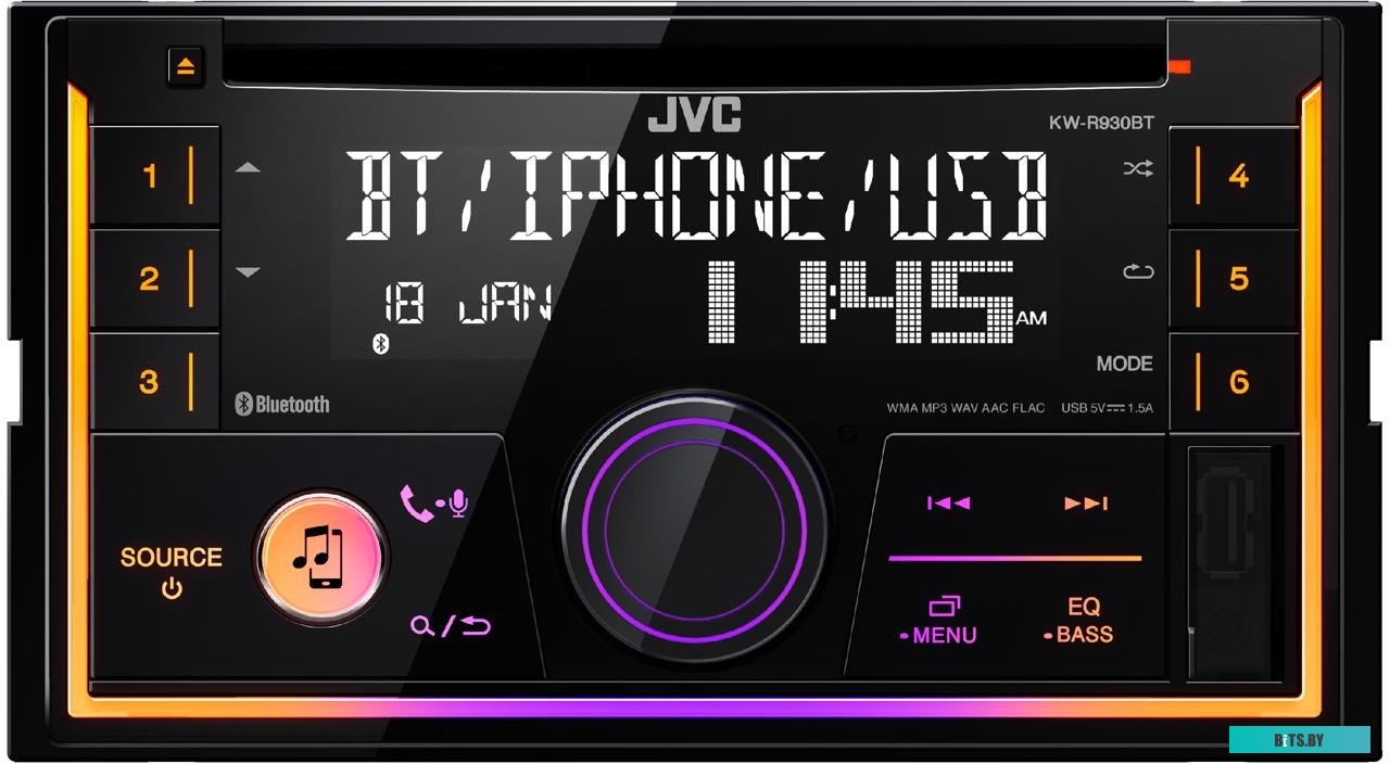 KW-R930BT Автомагнитола JVC KW-R930BT 2DIN 4x50Вт v3.0 RDS