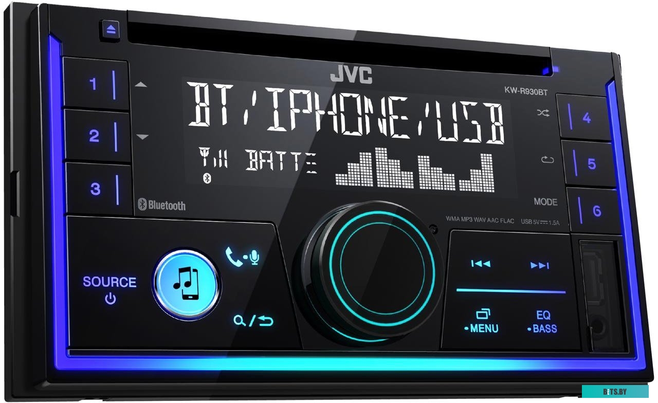 KW-R930BT Автомагнитола JVC KW-R930BT 2DIN 4x50Вт v3.0 RDS