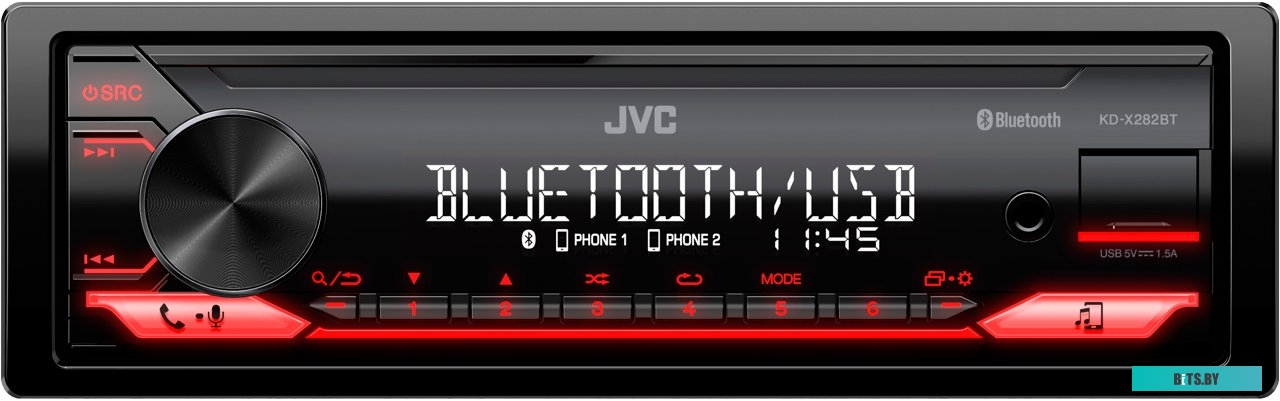 KD-X282BT Автомагнитола JVC KD-X282BT 1DIN 4x50Вт v4.2 RDS