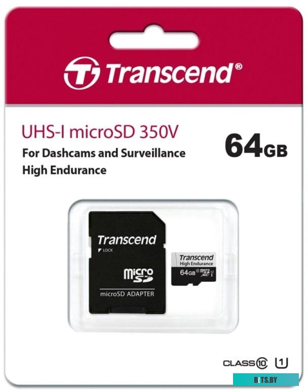 Карта памяти Transcend microSDXC TS64GUSD350V 64GB (с адаптером)