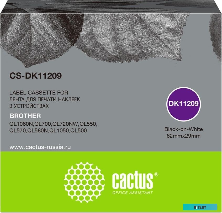 Картридж ленточный Cactus CS-DK11209 DK-11209 черный для Brother P-touch QL-500, QL-550, QL-700, QL-800