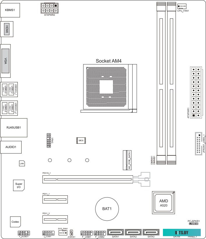 Материнская плата Biostar A520MH Ver. 6.1