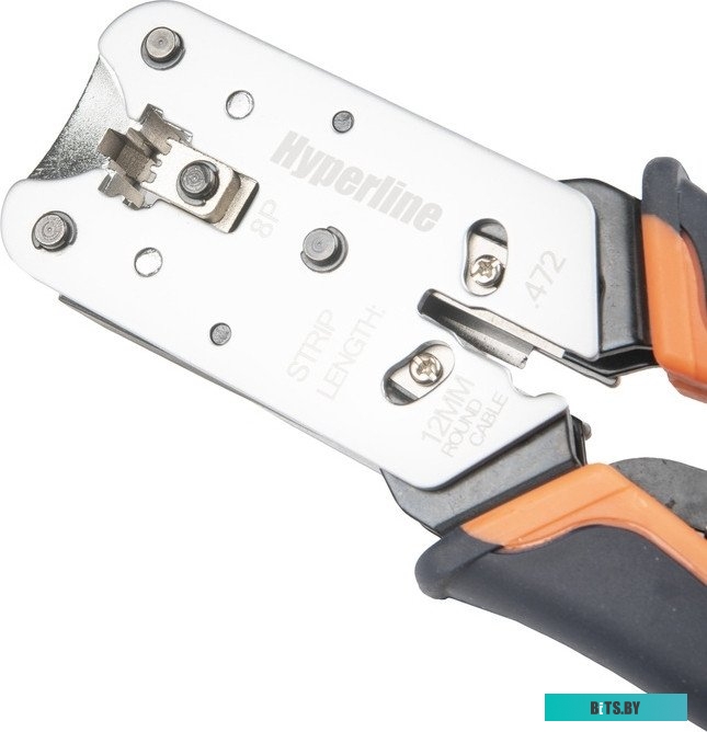 HT-L2182R Инструмент обжимной Hyperline HT-L2182R для RJ-50/RJ-45/RJ-12/RJ-11 (упак:1шт) синий/оранжевый