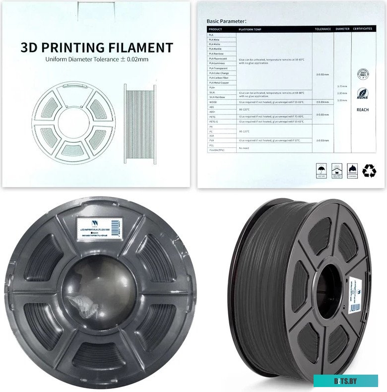 3D-принтерный пластик NV Print 3D-NVPRINT-PLA-1.75-330-1000-Black