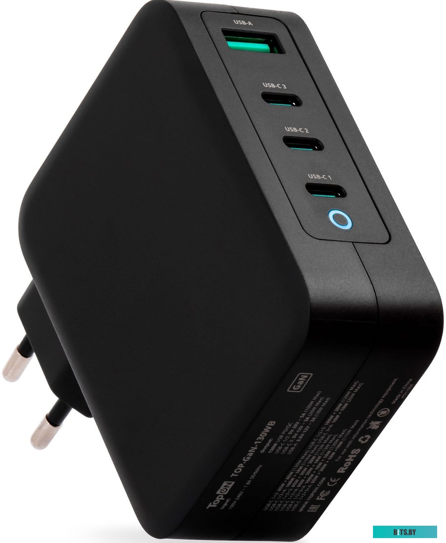 Сетевое зарядное устройство TopON GaN 100W 2xType-C, Power Delivery, Quick Charge 4.0, Черный TOP-GaN-100WB