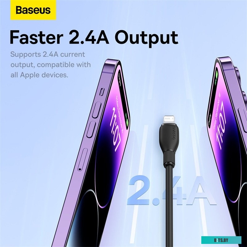 P10355700111-00 Baseus Pudding Series Fast Charging Cable 2.4A USB Type-A - Lightning (1.2 м, черный)