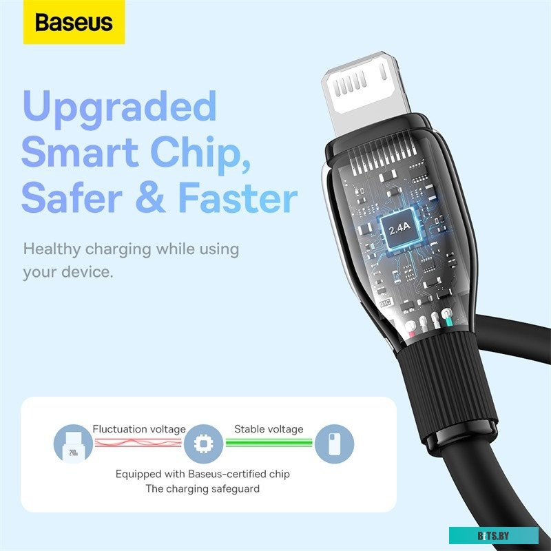 P10355700111-00 Baseus Pudding Series Fast Charging Cable 2.4A USB Type-A - Lightning (1.2 м, черный)