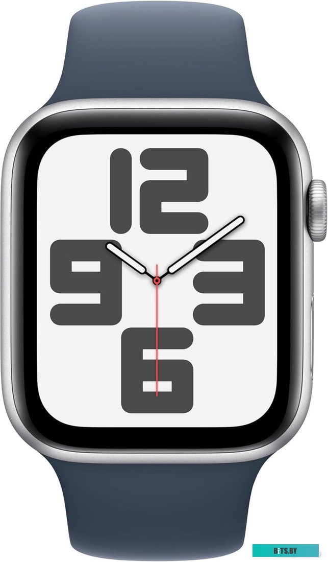 Умные часы Apple Watch SE 2 44 мм (алюминиевый корпус, серебристый/синий шторм, спортивный силиконовый ремешок M/L) MREE3LL/A