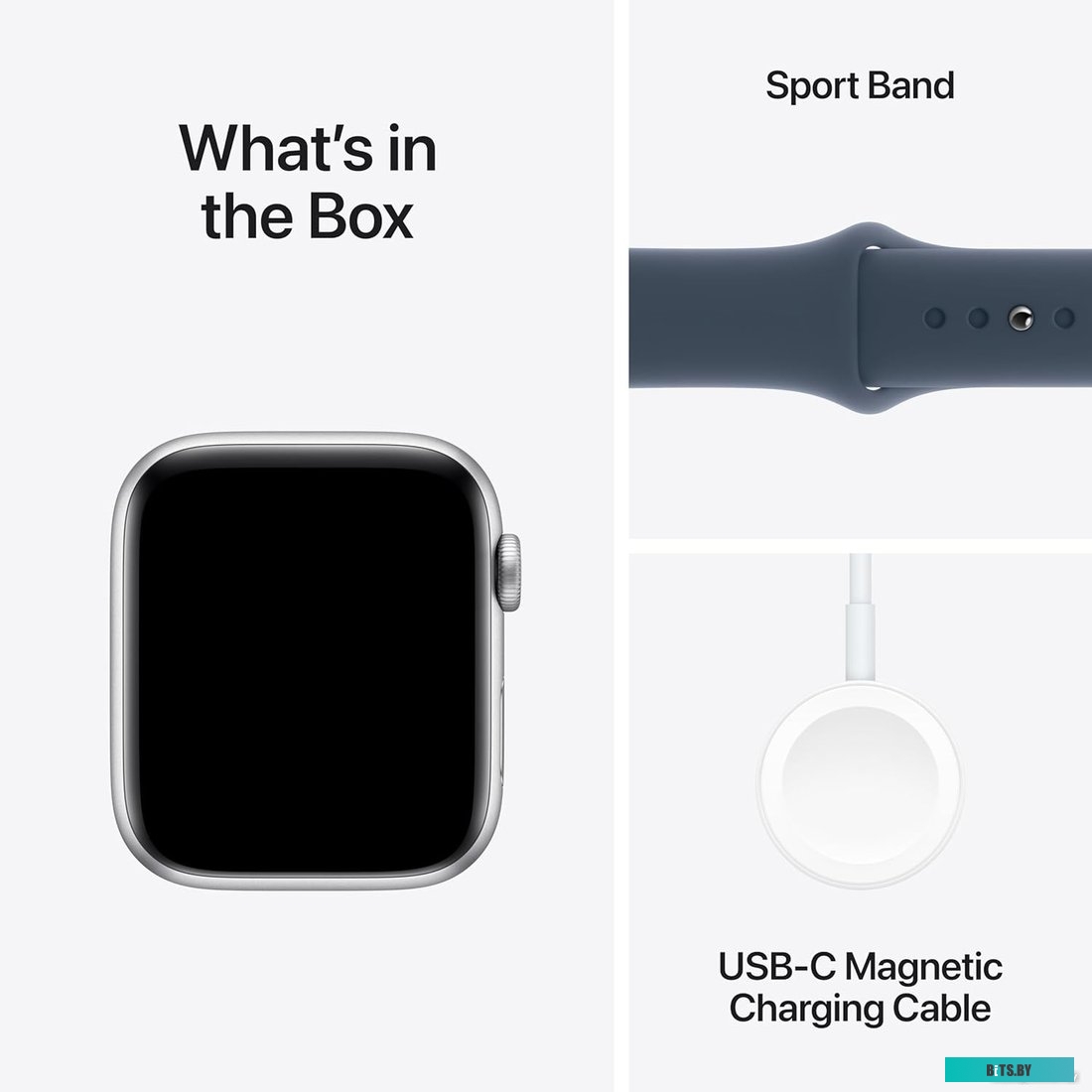 Умные часы Apple Watch SE 2 44 мм (алюминиевый корпус, серебристый/синий шторм, спортивный силиконовый ремешок M/L) MREE3LL/A
