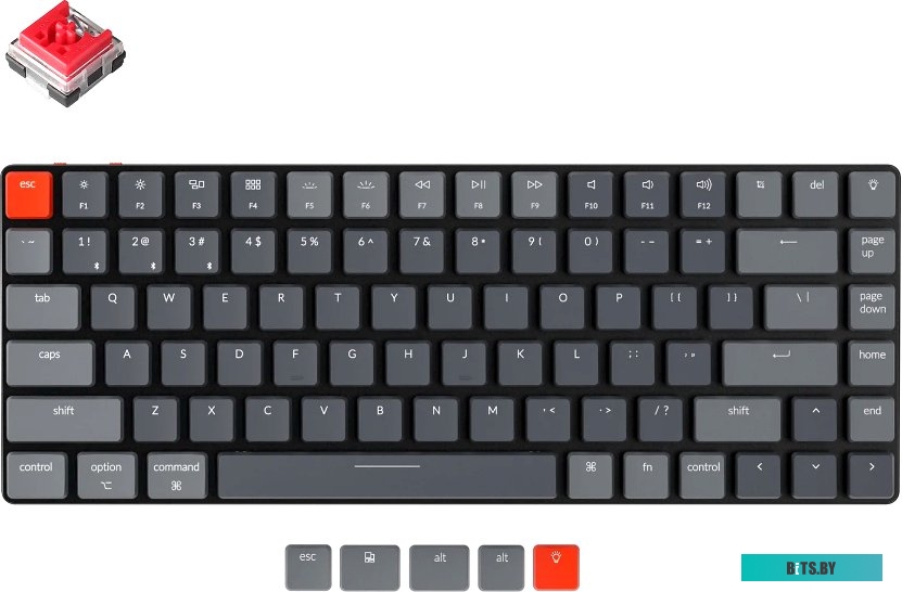 Клавиатура беспроводная механическая Keychron K3, Bluetooth, RGB, Red Switch, Черный/Серый K3E1