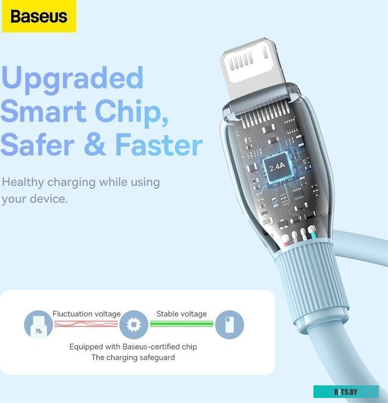 Кабель Baseus Pudding Series USB Type-A - Lightning (2 м, голубой) 