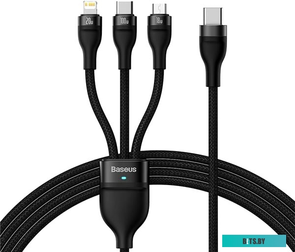 Переходник Baseus Flash Series Ⅱ One-for-three Fast Charging Cable Type-C to M+L+C 100W 1.5m Black (CASS030201)