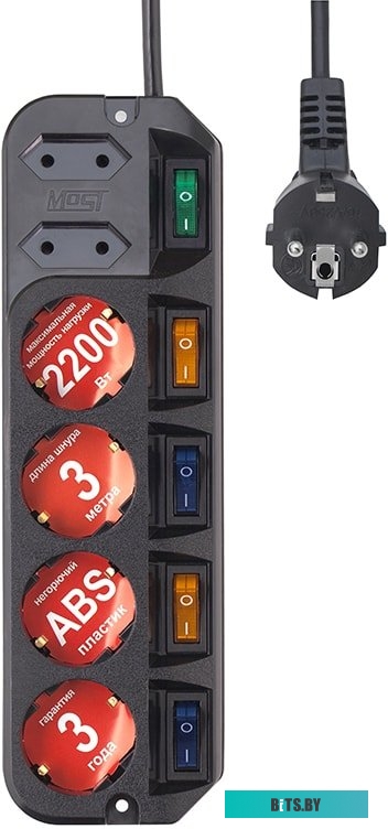 Сетевой фильтр (удлинитель) Most А10 3 м (черный)