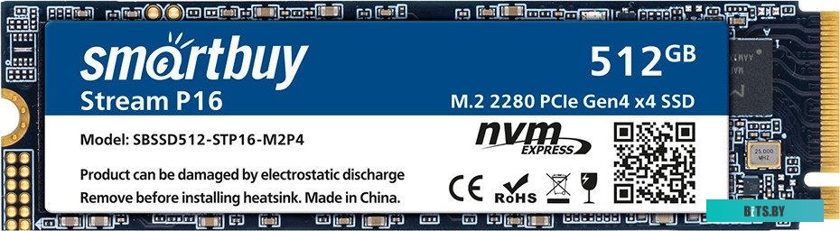 Твердотельный накопитель Smartbuy M.2 SSD 512Gb Stream P16 SBSSD512-STP16-M2P4 NVMe PCIe4