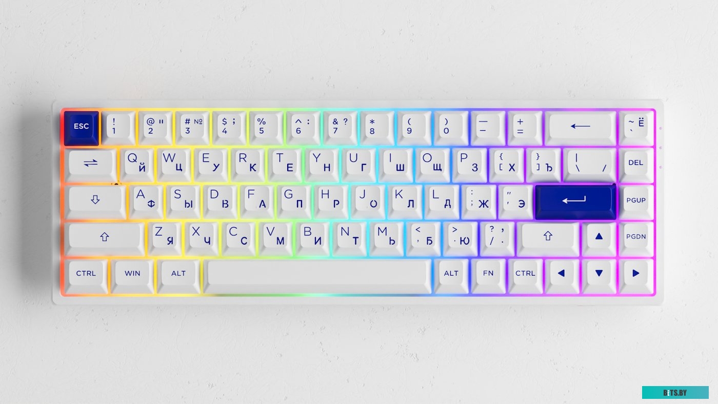 Клавиатура Akko 3068B Plus White & Blue (Akko CS Jelly Pink) <1561217>