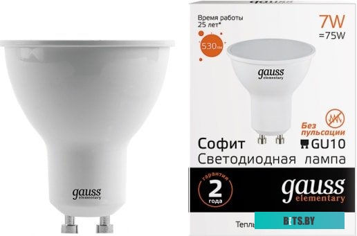 13617 Упаковка ламп LED GAUSS GU10,  спот, 7Вт, MR16, 10 шт. [13617]