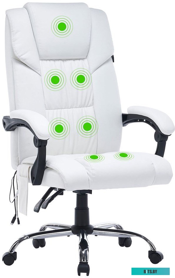 CS-CHR-OC02M-WT Кресло Cactus с вибромассажем CS-CHR-OC02M-WT белый эко.кожа крестов. сталь