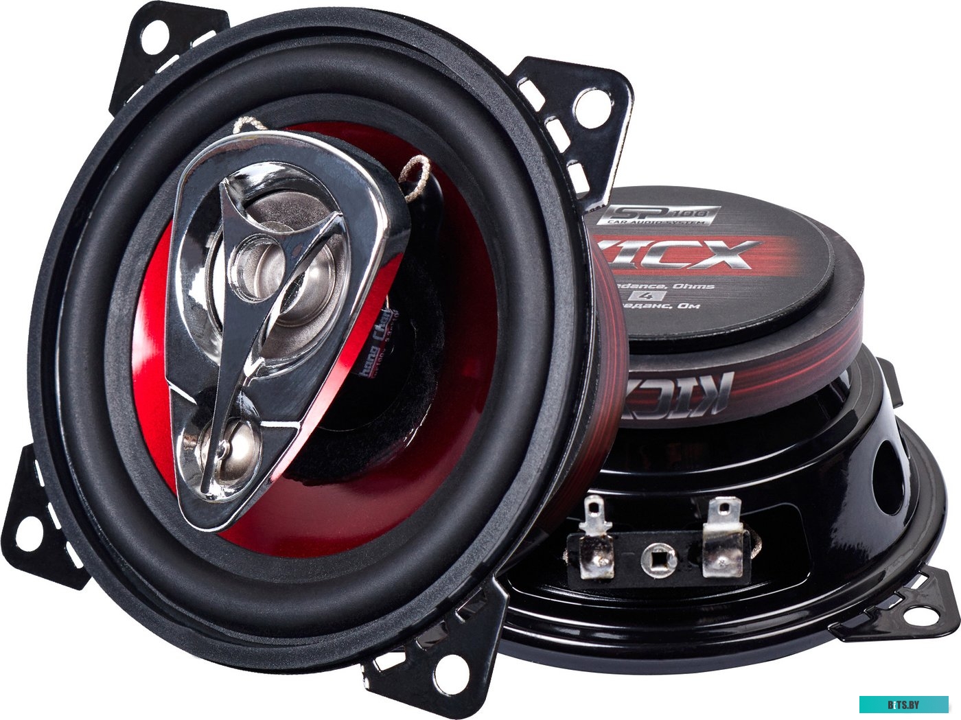 2012772 Колонки автомобильные Kicx SP 100 60Вт 89дБ 4Ом 10см (4дюйм) (ком.:2кол.) коаксиальные трехполосные