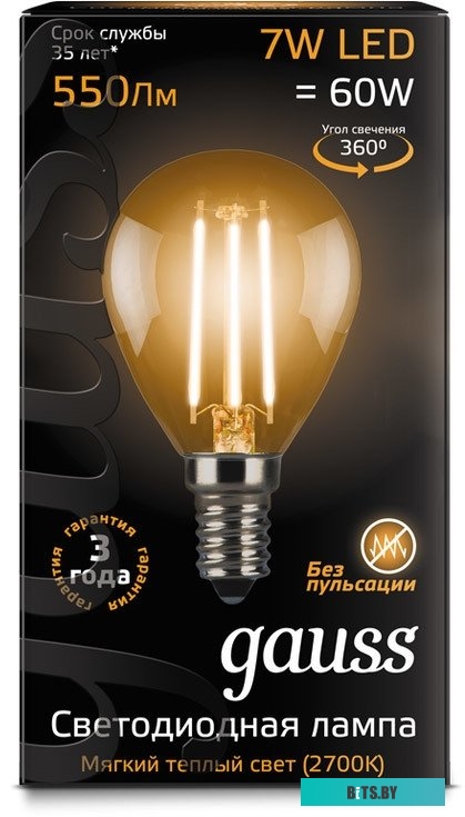 105801107 Лампа LED GAUSS E14,  шар, 7Вт, одна шт. [105801107]