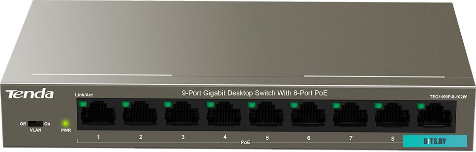 Коммутатор Tenda TEG1109P-8-102W