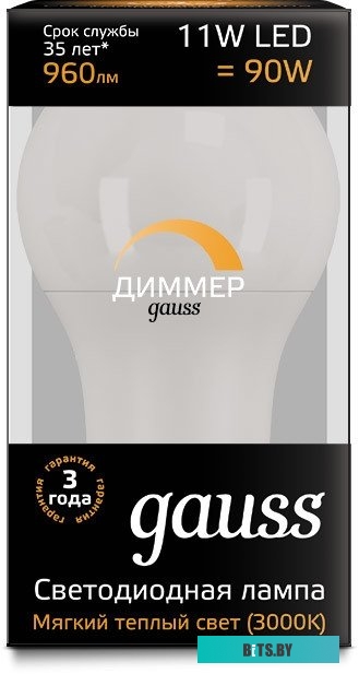 102502311-D Лампа LED GAUSS E27,  груша, 11Вт, 102502311-D, одна шт.