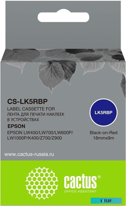 Картридж ленточный Cactus CS-LK5RBP черный для Epson LW400/LW700/LW600P/LW1000P/K400/Z700/Z900