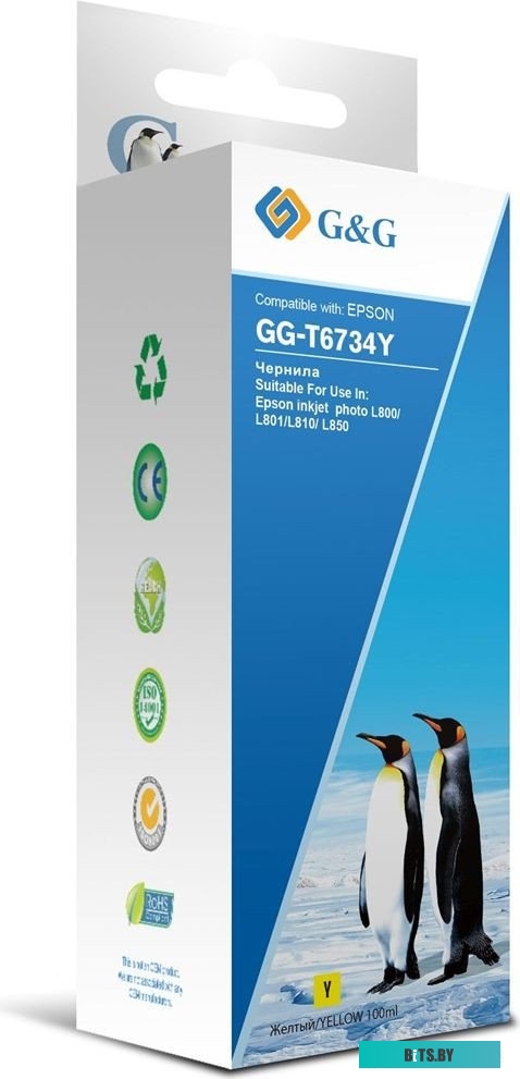 Чернила G&G GG-T6734Y желтый 100мл для Epson L800, L805, L810, L850