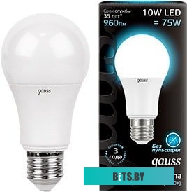 102502210-M Лампа светодиодная Gauss 102502210-M 10Вт цок.:E27 груша 220B 4100K св.свеч.бел.нейт. A60 (упак.:1шт)