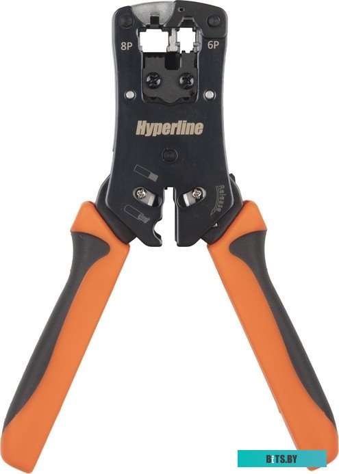 HT-N468B Инструмент обжимной Hyperline HT-N468B для RJ-45/RJ-12/RJ-11 (упак:1шт) черный/голубой