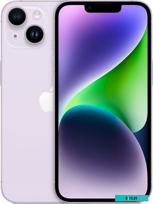 MVUR3CH/A Смартфон Apple A2884 iPhone 14 128Gb фиолетовый моноблок 3G 4G 2Sim 6.1" iOS 17 802.11 a/b/g/n/ac/ax NFC GPS
